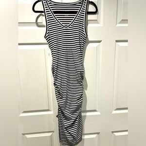 Blue and white stripped dress.